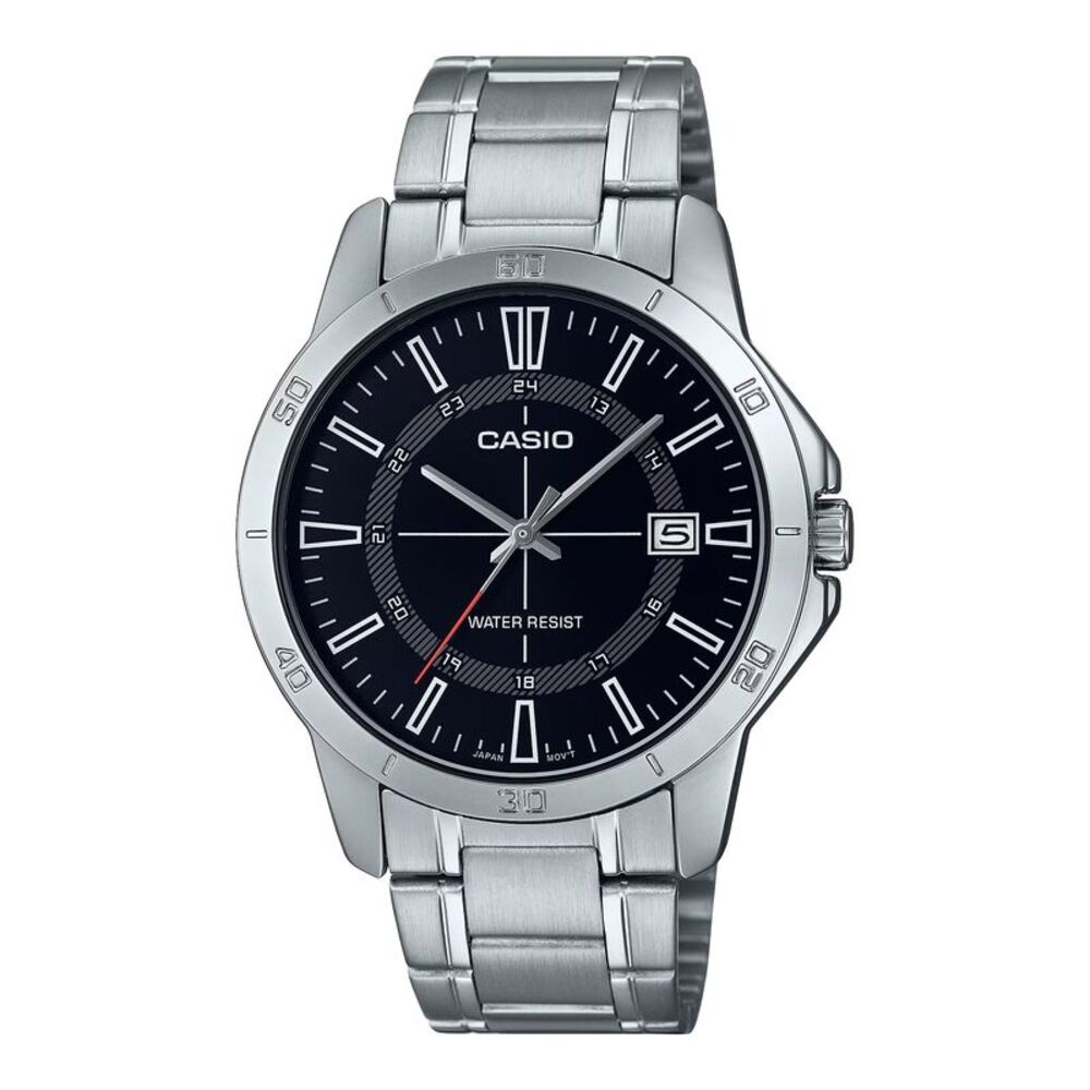 Casio Men’s Black Dial Stainless Steel Bracelet Watch – Casio MTP‑V004D‑1CUDF